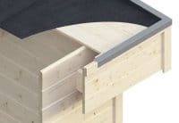 Dach 19 mm Profilschalung mit Nut und Feder sowie Aluminiumabschlusskante, inkl. 1 Lage Dachpappe zur Ersteindeckung