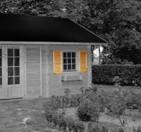 Beispielbild: Laden passend zum Einzelfenster (BxH: 88,2 x 88,2 cm) für das Gartenhaus Caroline