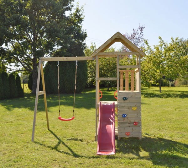 Wendi Toys Spielturm Gorilla Stelzenhaus Kletterturm inkl. Rutsche, Schaukel & Kletterwand