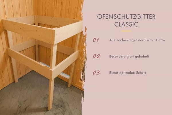 Ofenschutz Breite: 60 cm / Ofenschutz Material: Fichte