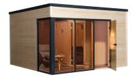 Design-Saunahaus Cubilis mit eleganter Glasfront und modernem wekaLine Profil