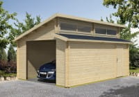 Stufendach Holzgarage Panama 380 x 536 cm naturbelassen offen