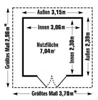 Grosfillex Kunststoff Gartenhaus Deco H 7,5 Grundriss