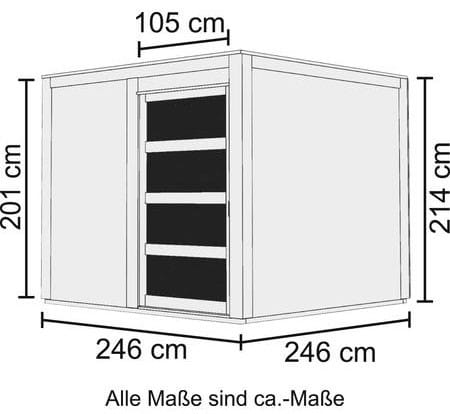 Karibu Flachdach Gartenhaus Qubic Masse