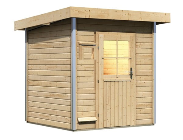 Karibu 38 mm Massivholzsauna Torge 196 x 196 cm naturbelassen