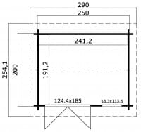 Lasita Maja Holz-Gartenhaus Alex Mini 200 x 250 cm Grundriss