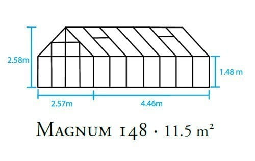 Magnum 148 Gewächshaus 446 x 257 cm Masse
