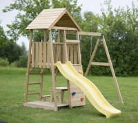 Wendi Toys Spielturm Pelikan Stelzenhaus Kletterturm inkl. Rutsche, Schaukel & Kletterwand