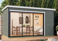 Homeoffice- Gartenhaus Austin 4 Grüngrau