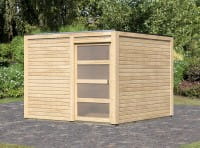 Karibu Flachdach Gartenhaus Qubic 2 naturbelassen