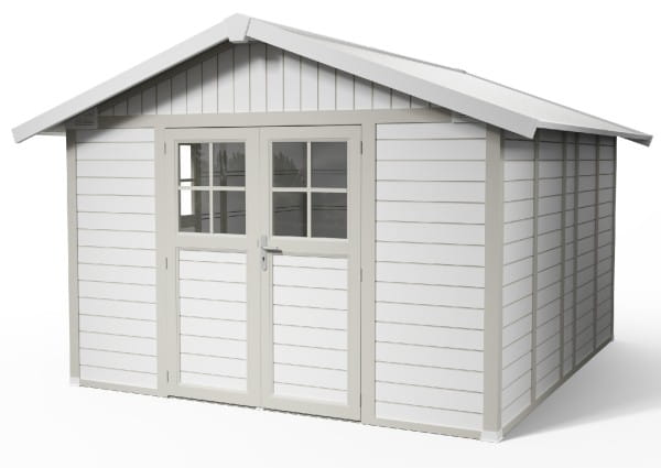 Grosfillex Kunststoff Gartenhaus Deco H 11 graugrün/weiss