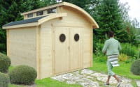 Blockbohlenhaus Nautic 300 x 300 cm naturbelassenem mit 3 Oberlichtfenster