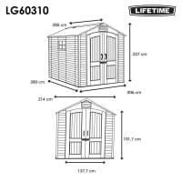 Lifetime Kunststoff Gartenhaus Luna Masse