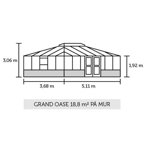Juliana Gewächshaus Grand Oase anthrazit - 3 mm Sicherheitsglas - für Mauer - 18,8 m²