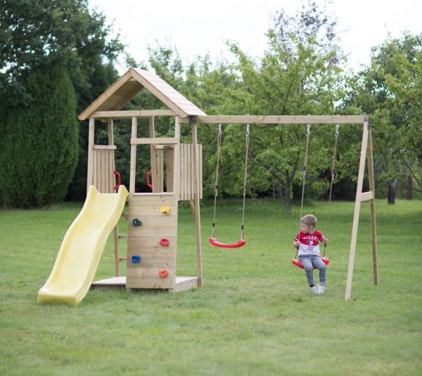 Wendi Toys Spielturm Pinguin inkl. Kletterwand, Doppelschaukel und Rutsche