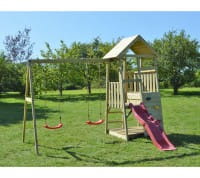 Wendi Toys Spielturm Salamander Stelzenhaus Kletterturm inkl. Rutsche & Kletterwand