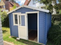 Montagebilder vom Lasita Maja Gartenhaus Nina 