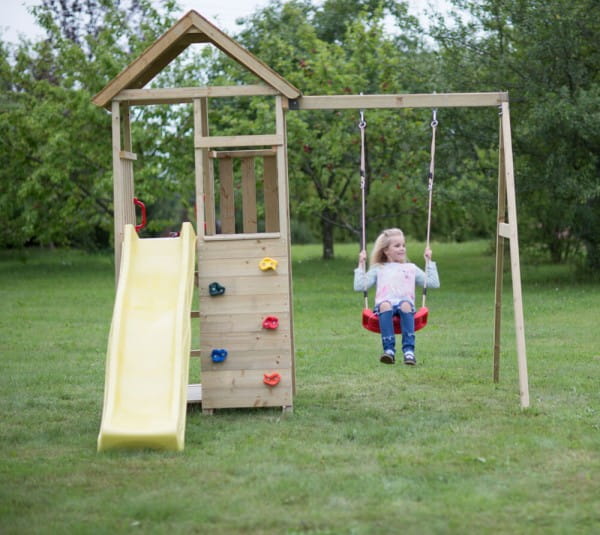 Wendi Toys Spielturm Pelikan Stelzenhaus Kletterturm inkl. Rutsche, Schaukel & Kletterwand