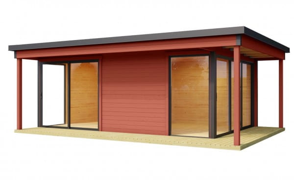 Lasita Maja Gartenhaus Domeo 3 Loggia Schwedenrot