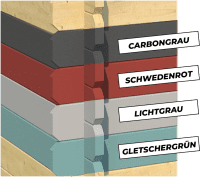Osmo Gartenhaus Farbsystem - In den Farben Carbongrau, Lichtgrau, Gletschergrün & Schwedenrot