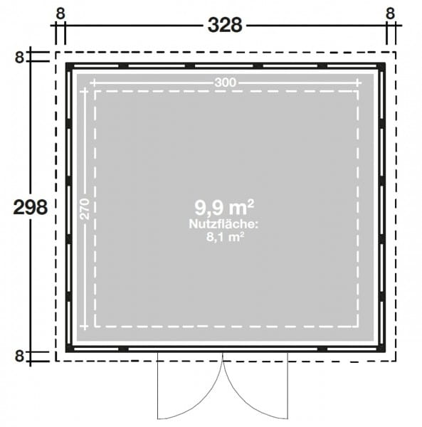 Telluria Metallgerätehaus Classico 3030 Grundriss