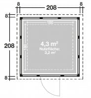 Telluria Metallgerätehaus Classico 2121 Grundriss