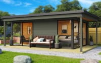 Lasita Maja Gartenhaus Domeo 3 Loggia Grüngrau