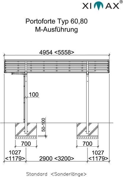 Ximax Carport Portoforte Typ 60 M-Ausführung Grundriss
